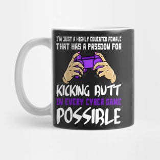 Gamer Girl Kicking Butt Cyber Games Mug